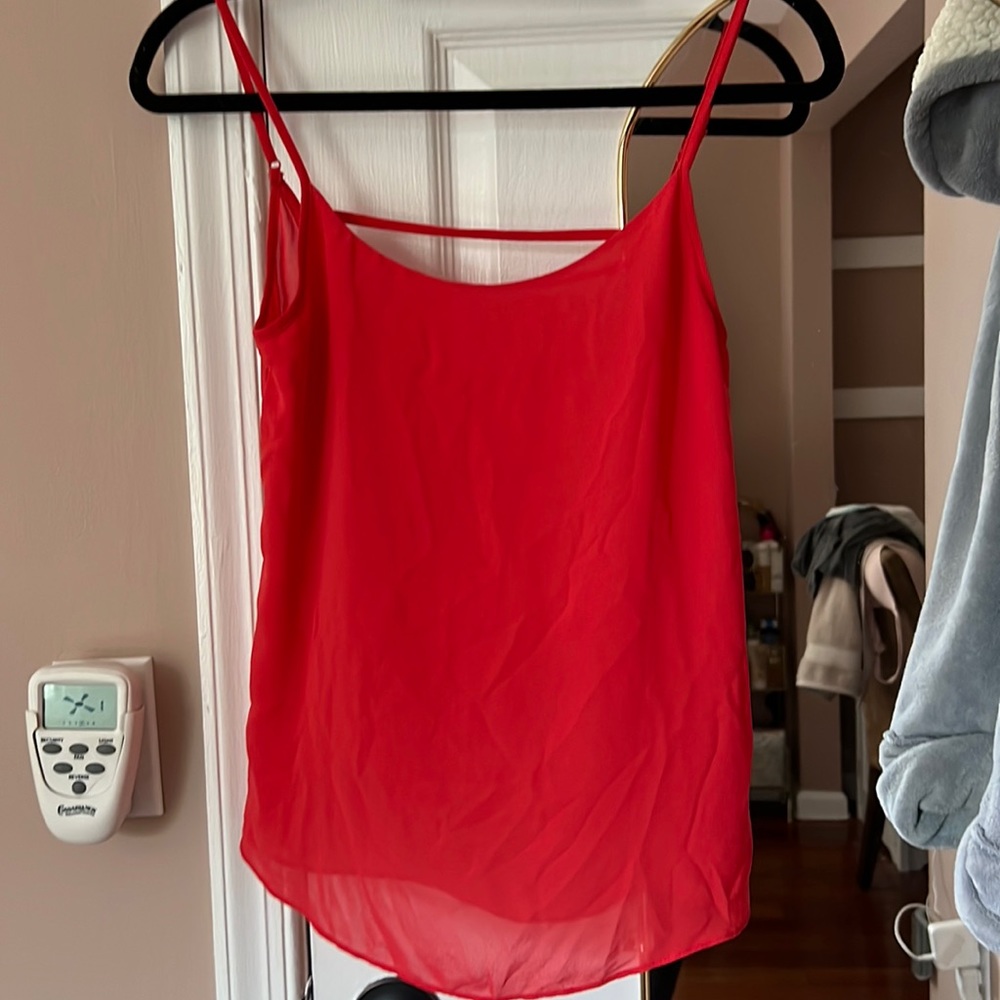 Flowy red open back blouse